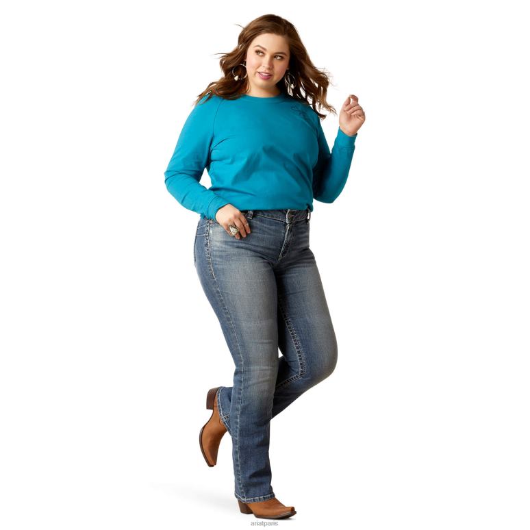 RJ66P2856 tee-shirt bouclier Ropey Ariat hauts mosaïque bleue femmes