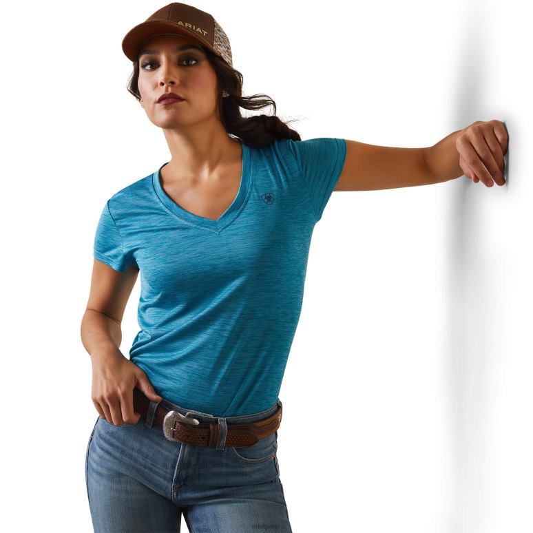 RJ66P2860 t-shirt patriote de la lagune Ariat hauts mosaïque bleue femmes