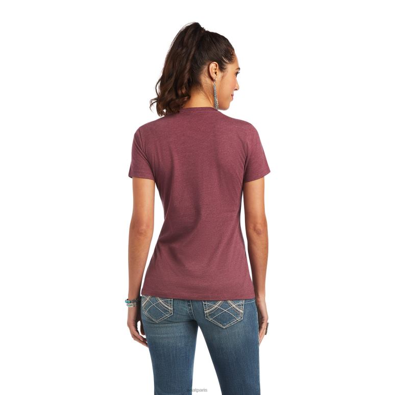 RJ66P2867 t-shirt sol Ariat hauts bruyère bordeaux femmes