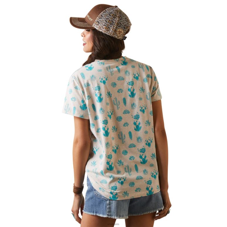 RJ66P2872 vrai tee-shirt de jardin de cactus Ariat hauts impression de jardin de cactus femmes