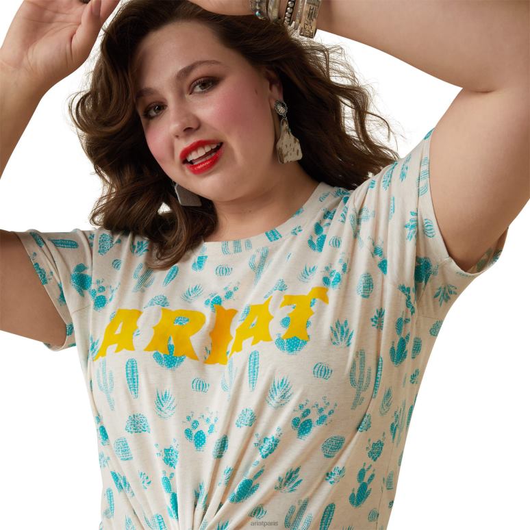RJ66P2872 vrai tee-shirt de jardin de cactus Ariat hauts impression de jardin de cactus femmes