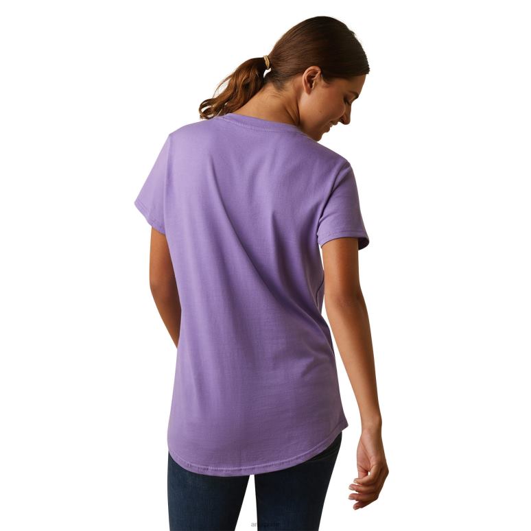 RJ66P2877 haut à col en V en coton rebar Ariat hauts cachemire violet femmes