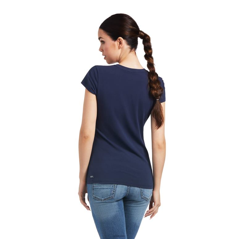 RJ66P2878 t-shirt à logo vertical Ariat hauts marine femmes