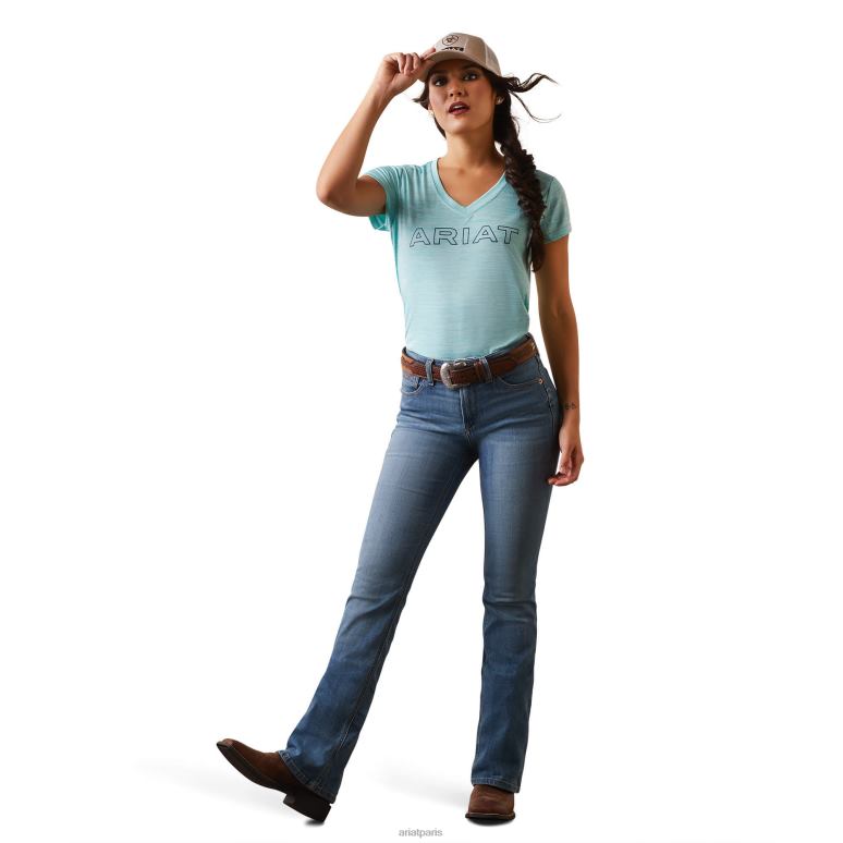 RJ66P2880 haut à logo lagon Ariat hauts piscine bleue femmes