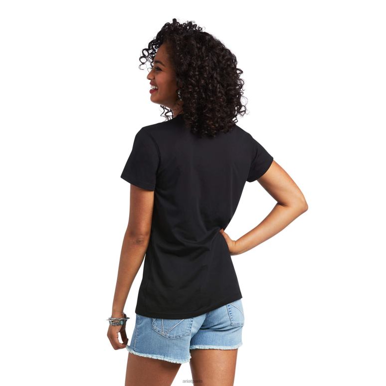 RJ66P2884 t-shirt style serape Ariat hauts noir femmes