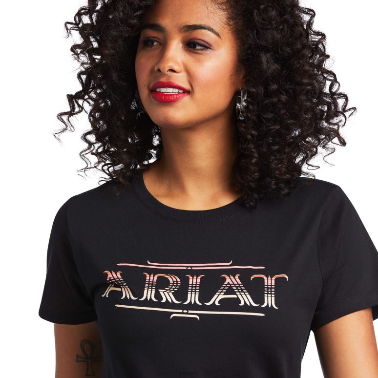RJ66P2884 t-shirt style serape Ariat hauts noir femmes