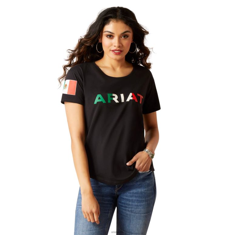 RJ66P2894 viva mexique t-shirt Ariat hauts noir femmes