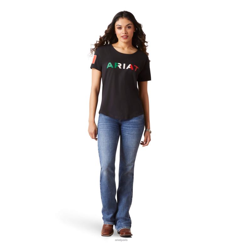 RJ66P2894 viva mexique t-shirt Ariat hauts noir femmes