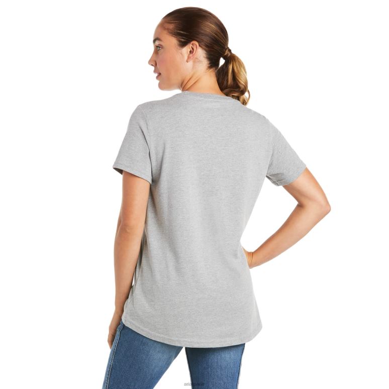 RJ66P2906 t-shirt à logo fort en coton rebar Ariat hauts gris chiné femmes