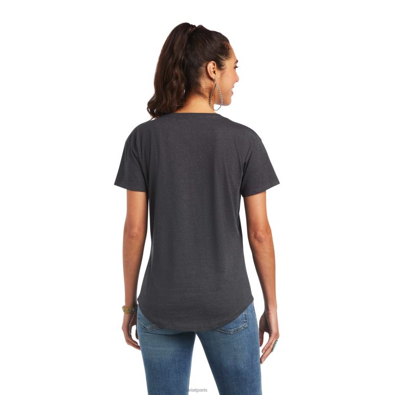 RJ66P2913 démarrage co. T-shirt Ariat hauts bruyère au charbon de bois femmes