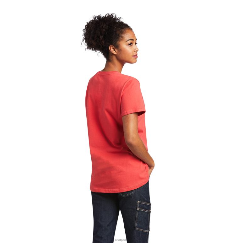 RJ66P2930 t-shirt résistant en coton avec barres d'armature 2 Ariat hauts canneberge femmes