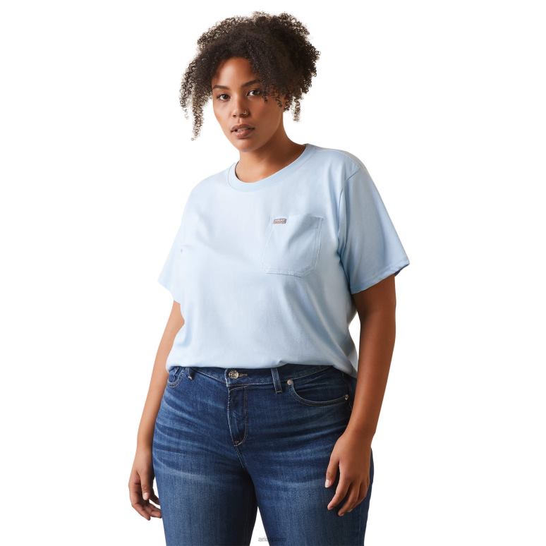 RJ66P2964 t-shirt graphique à col roulé rebar cottonstrong Ariat hauts ciel clair femmes