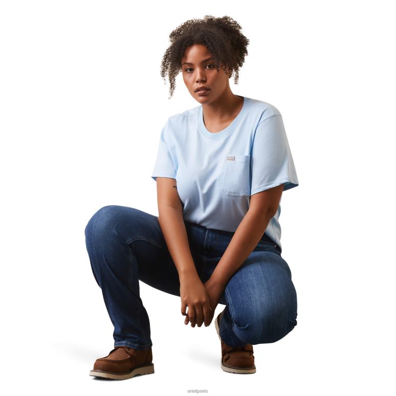 RJ66P2964 t-shirt graphique à col roulé rebar cottonstrong Ariat hauts ciel clair femmes