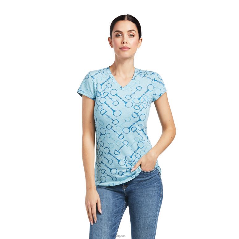 RJ66P2978 t-shirt à filet Ariat hauts bruyère bleu laiteux femmes