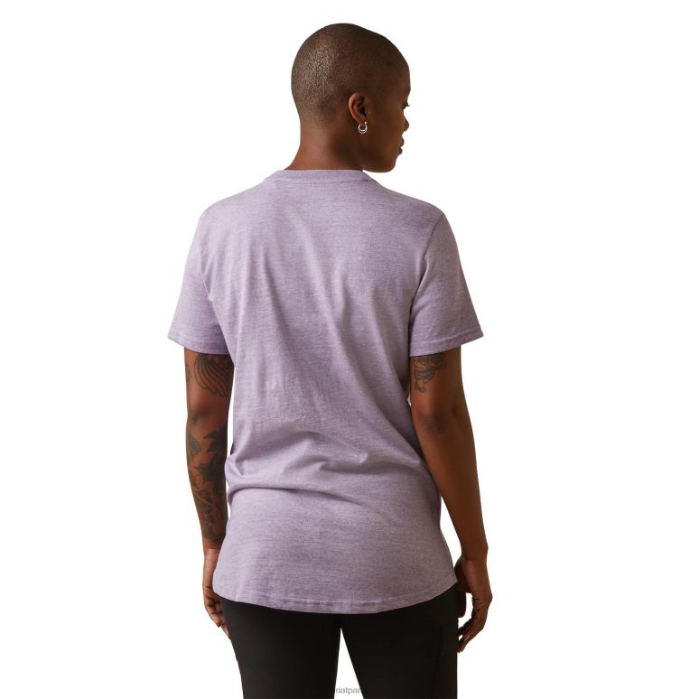 RJ66P2993 t-shirt résistant en coton avec barres d'armature 2 Ariat hauts bruyère lavande femmes
