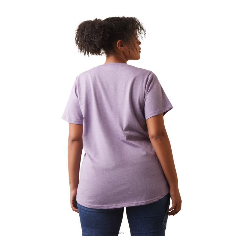 RJ66P2993 t-shirt résistant en coton avec barres d'armature 2 Ariat hauts bruyère lavande femmes