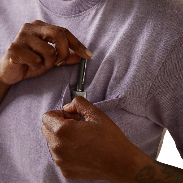 RJ66P2993 t-shirt résistant en coton avec barres d'armature 2 Ariat hauts bruyère lavande femmes