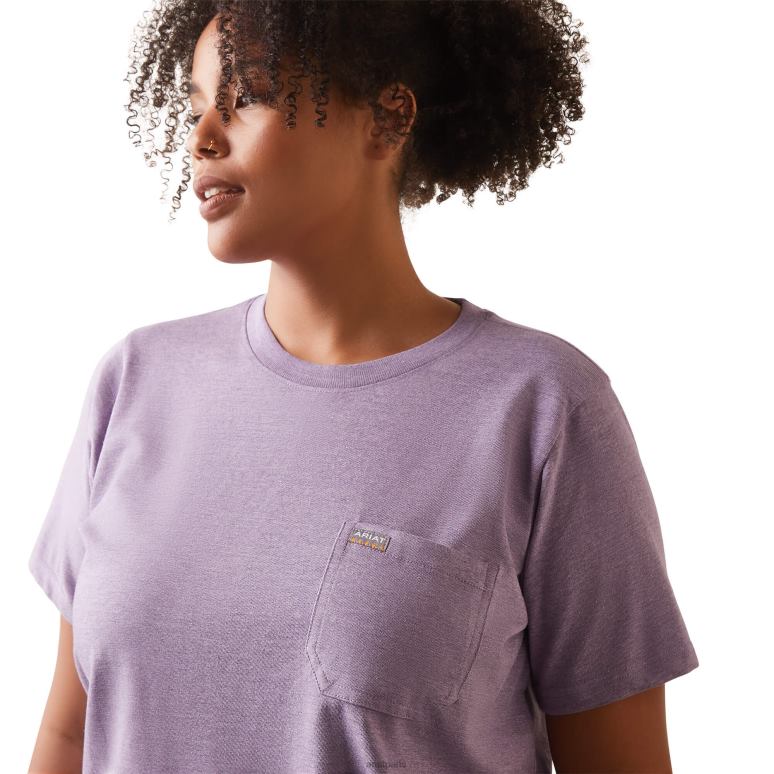 RJ66P2993 t-shirt résistant en coton avec barres d'armature 2 Ariat hauts bruyère lavande femmes