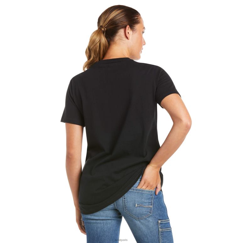 RJ66P3006 t-shirt à logo fort en coton rebar Ariat hauts marine femmes
