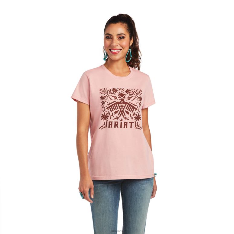 RJ66P3011 véritable t-shirt décontracté avec logo Fiesta Ariat hauts rose de mariée femmes