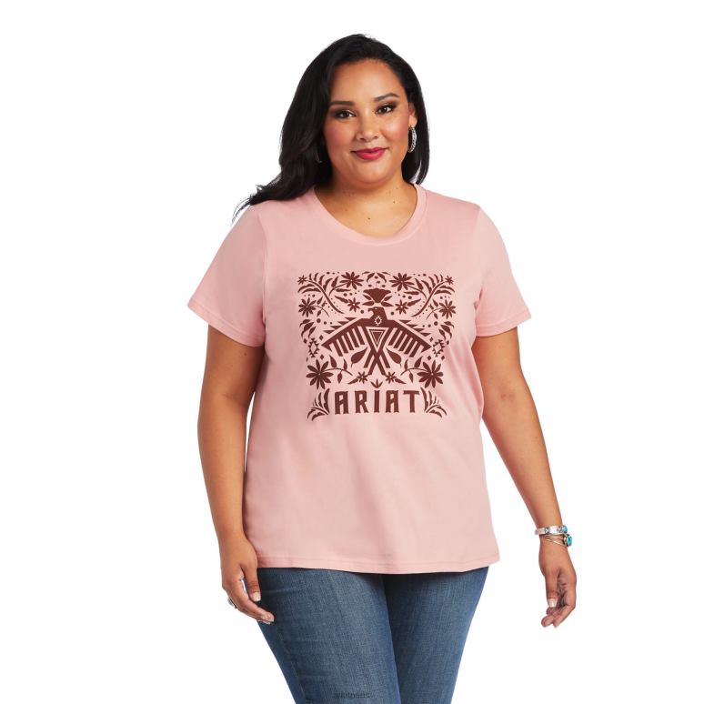 RJ66P3011 véritable t-shirt décontracté avec logo Fiesta Ariat hauts rose de mariée femmes