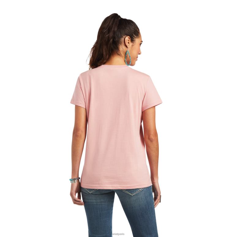 RJ66P3011 véritable t-shirt décontracté avec logo Fiesta Ariat hauts rose de mariée femmes