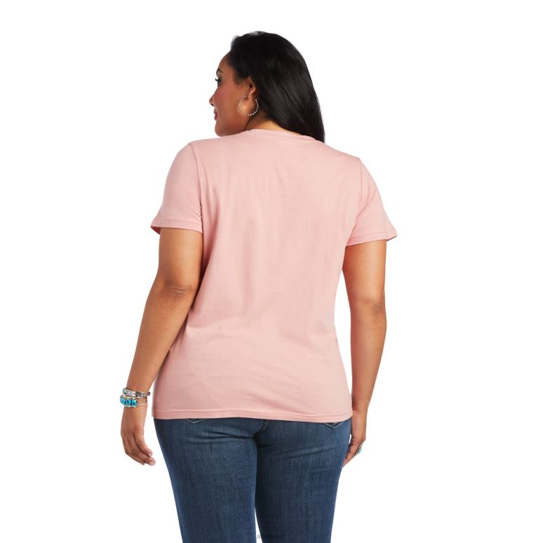 RJ66P3011 véritable t-shirt décontracté avec logo Fiesta Ariat hauts rose de mariée femmes