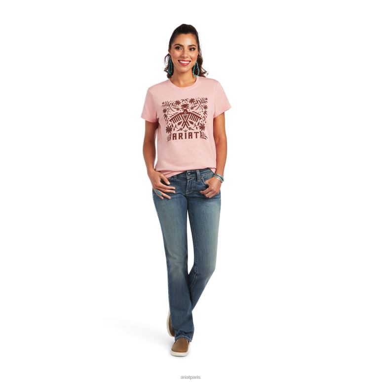 RJ66P3011 véritable t-shirt décontracté avec logo Fiesta Ariat hauts rose de mariée femmes