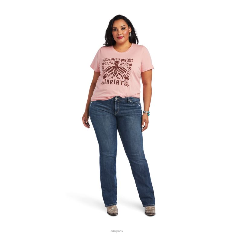 RJ66P3011 véritable t-shirt décontracté avec logo Fiesta Ariat hauts rose de mariée femmes