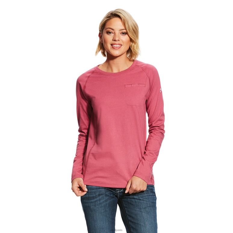 RJ66P3027 t-shirt de l'équipage aérien fr Ariat hauts rose violette femmes