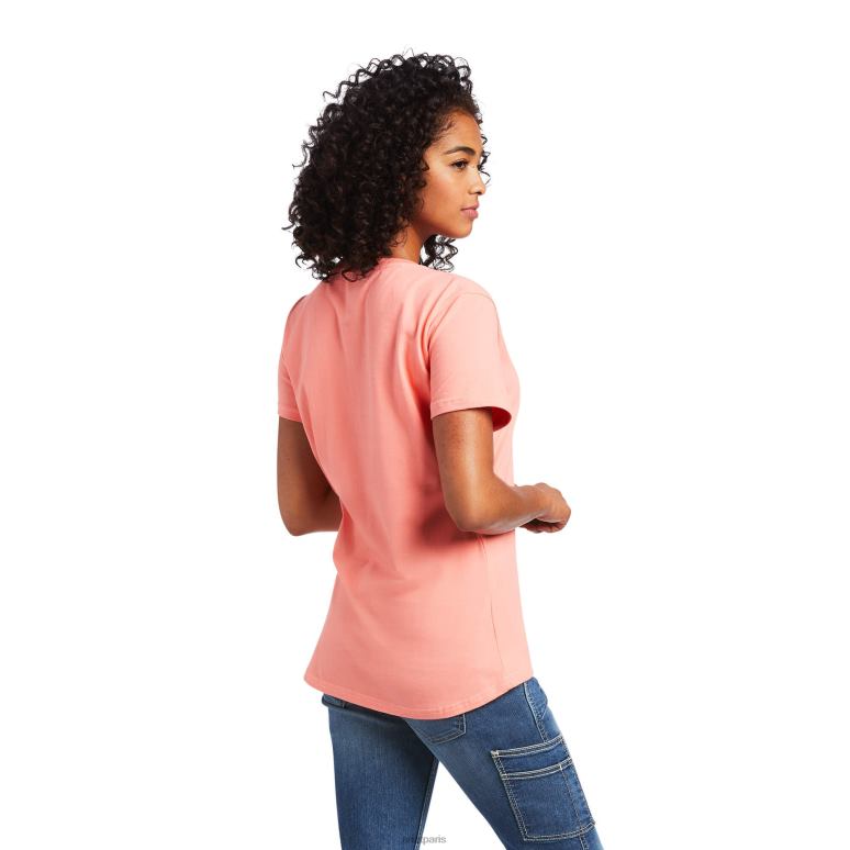 RJ66P3031 t-shirt graphique de ferme solide en coton d'armature Ariat hauts melon d'été femmes