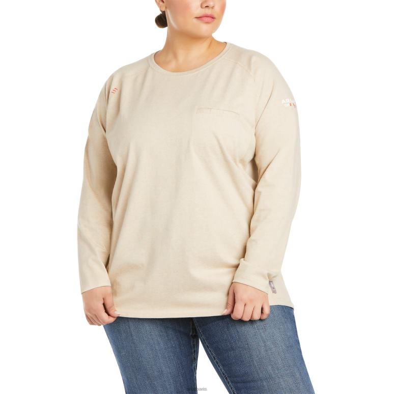 RJ66P3038 t-shirt de l'équipage aérien fr Ariat hauts bruyère de sable femmes
