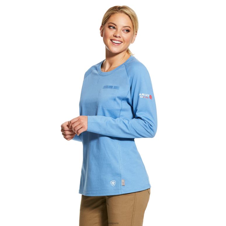 RJ66P3039 t-shirt de l'équipage aérien fr Ariat hauts bleu acier chiné femmes