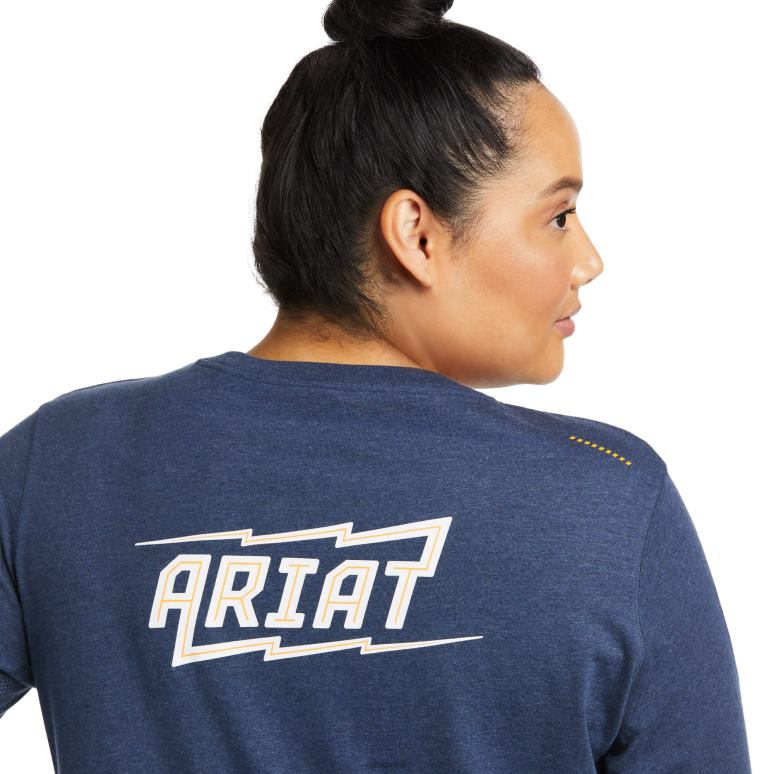 RJ66P3042 T-shirt haute tension d'ouvrier de barres d'armature Ariat hauts chiné marine femmes
