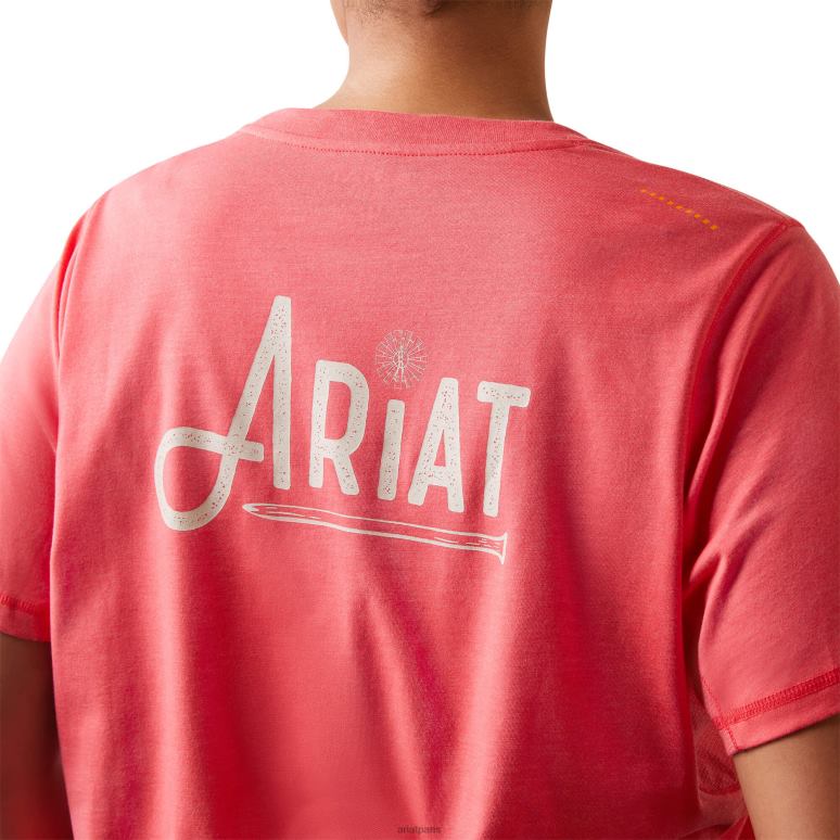 RJ66P3083 t-shirt graphique d'ouvrier de barres d'armature Ariat hauts baie de thé femmes