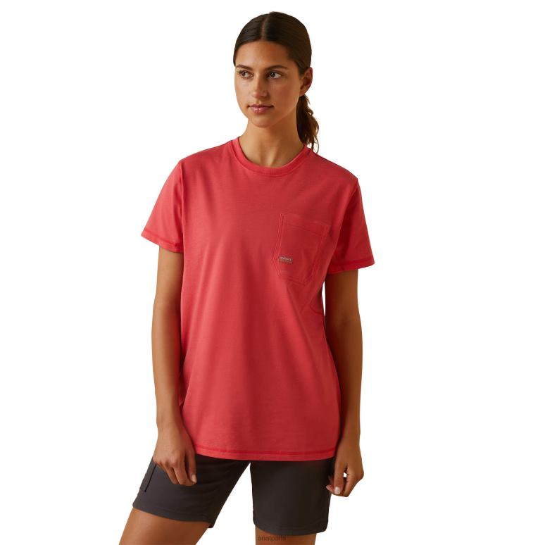 RJ66P3083 t-shirt graphique d'ouvrier de barres d'armature Ariat hauts baie de thé femmes