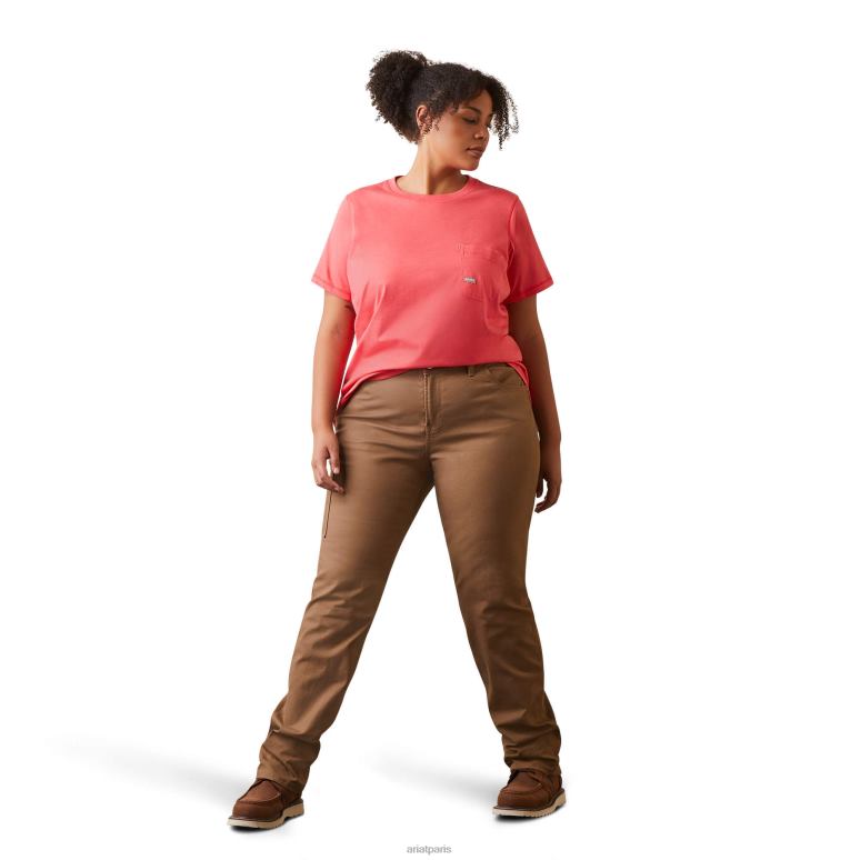 RJ66P3083 t-shirt graphique d'ouvrier de barres d'armature Ariat hauts baie de thé femmes