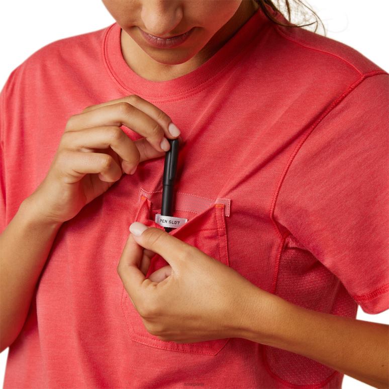 RJ66P3083 t-shirt graphique d'ouvrier de barres d'armature Ariat hauts baie de thé femmes