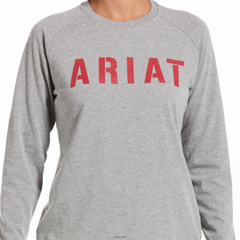 RJ66P3109 t-shirt bloc cottonstrong avec barres d'armature Ariat hauts gris chiné femmes