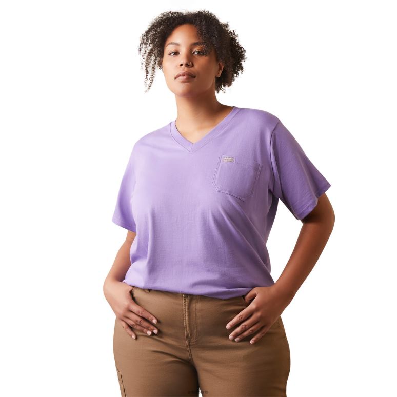 RJ66P3149 t-shirt graphique du drapeau américain cottonstrong de barres d'armature Ariat hauts cachemire violet femmes