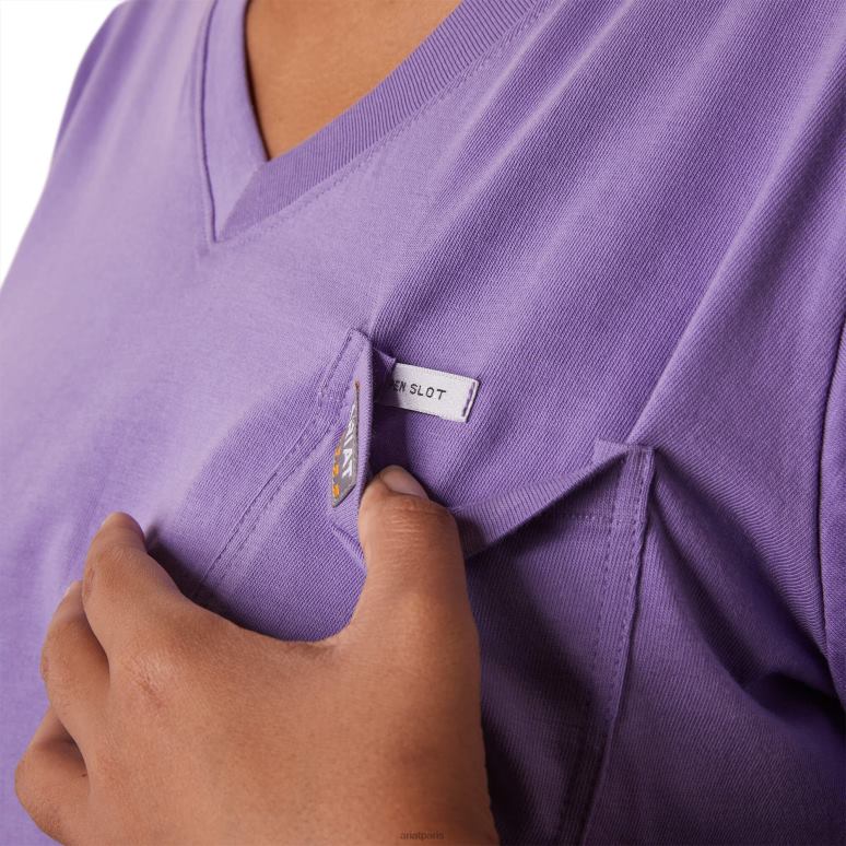 RJ66P3149 t-shirt graphique du drapeau américain cottonstrong de barres d'armature Ariat hauts cachemire violet femmes