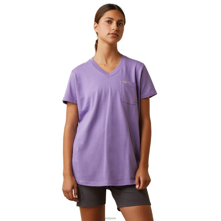 RJ66P3149 t-shirt graphique du drapeau américain cottonstrong de barres d'armature Ariat hauts cachemire violet femmes