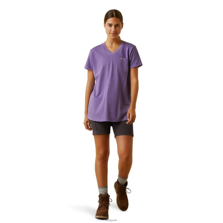 RJ66P3149 t-shirt graphique du drapeau américain cottonstrong de barres d'armature Ariat hauts cachemire violet femmes