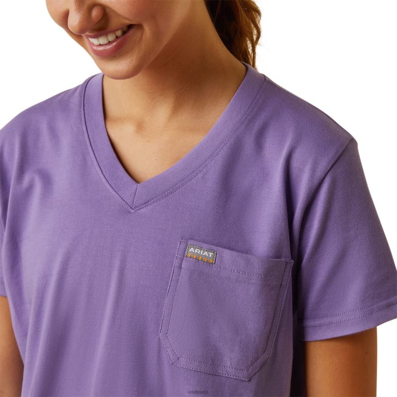 RJ66P3149 t-shirt graphique du drapeau américain cottonstrong de barres d'armature Ariat hauts cachemire violet femmes