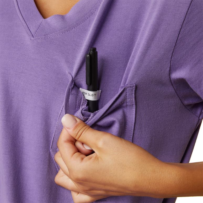 RJ66P3149 t-shirt graphique du drapeau américain cottonstrong de barres d'armature Ariat hauts cachemire violet femmes