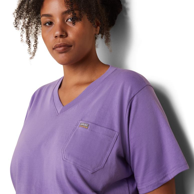 RJ66P3149 t-shirt graphique du drapeau américain cottonstrong de barres d'armature Ariat hauts cachemire violet femmes