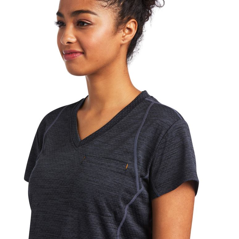 RJ66P3155 t-shirt évolution des barres d'armature Ariat hauts noir femmes