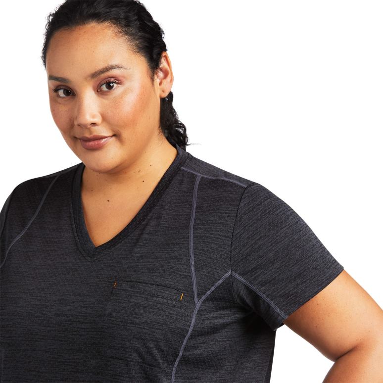 RJ66P3155 t-shirt évolution des barres d'armature Ariat hauts noir femmes