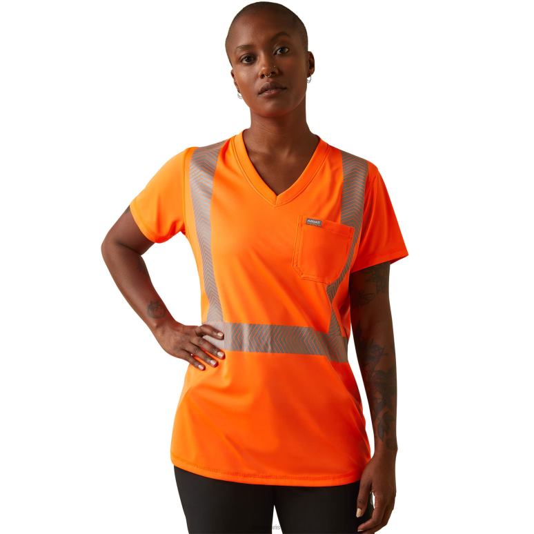 RJ66P3161 t-shirt ansi haute visibilité Ariat hauts salut visibilité orange femmes
