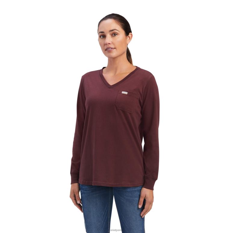 RJ66P3185 t-shirt graphique sud-ouest fort en coton d'armature Ariat hauts chocolat décadent femmes